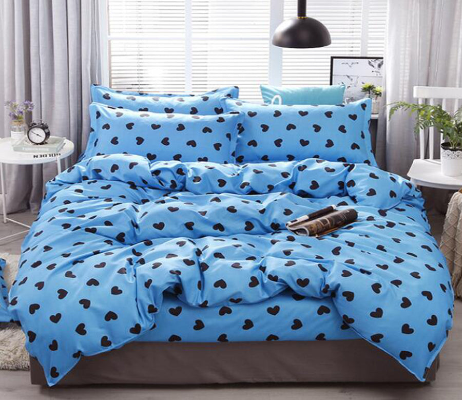 3D Blue Background Black Wave Point 12180 Bed Pillowcases Quilt