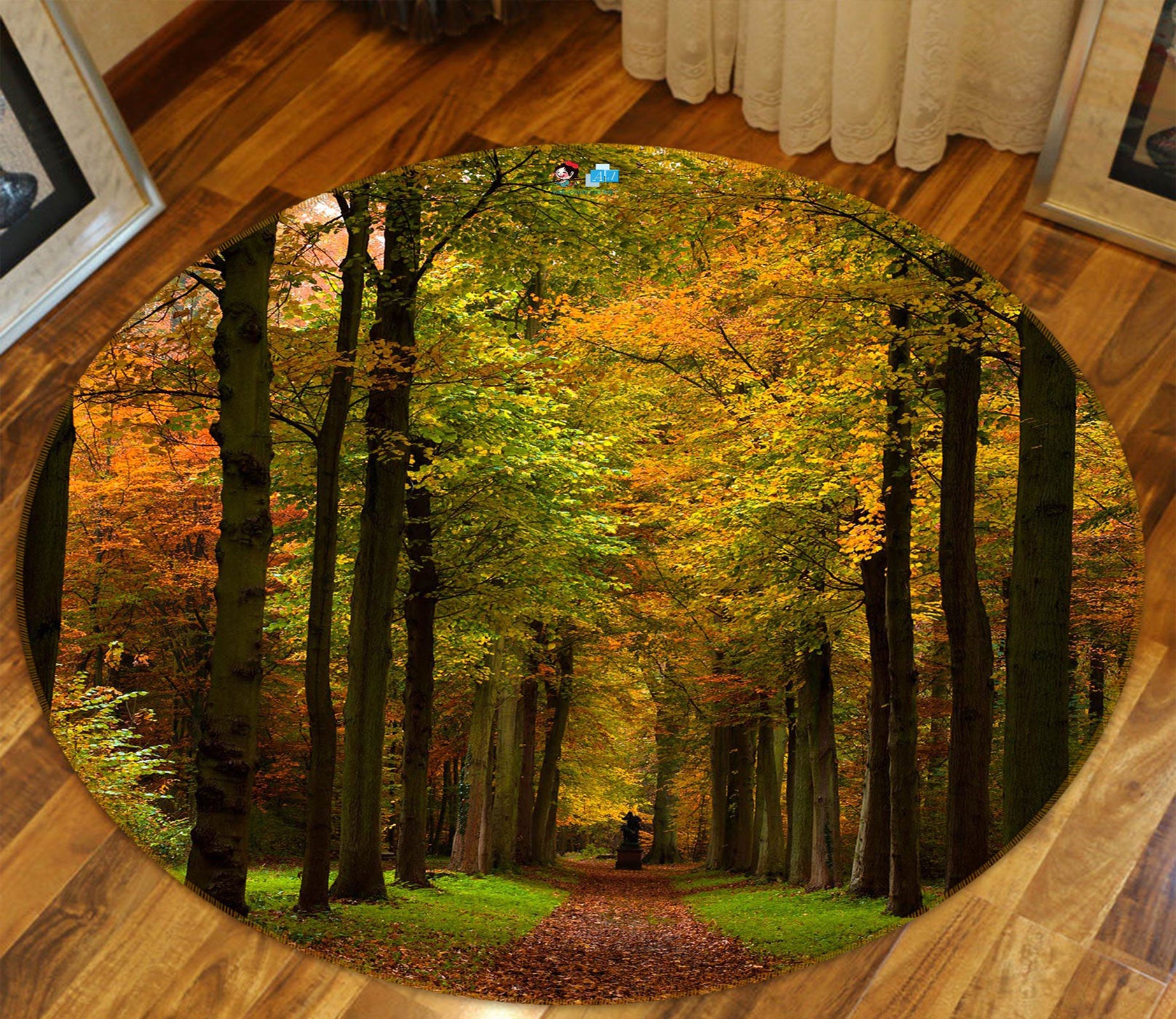 3D Forest 80292 Round Non Slip Rug Mat