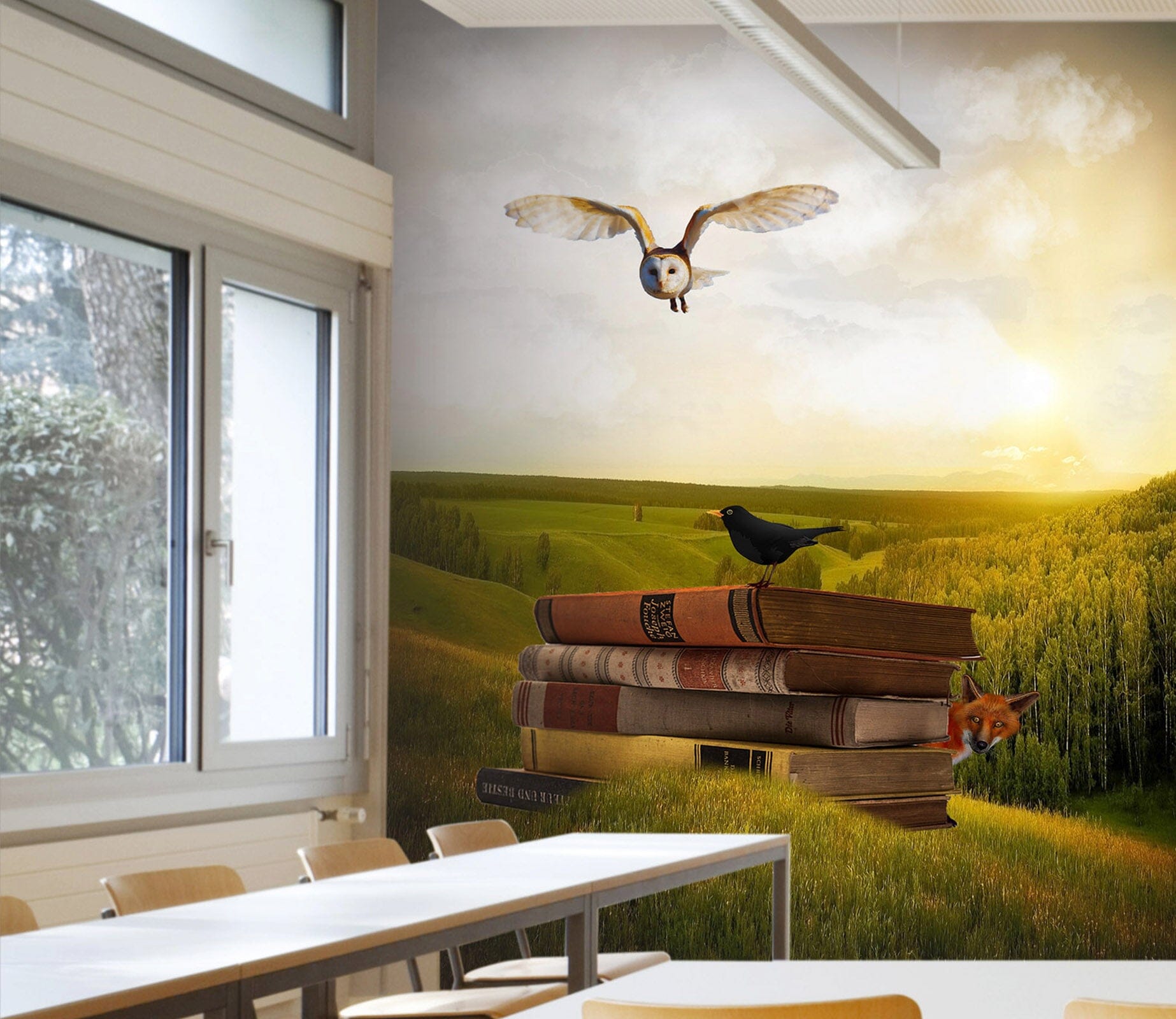 3D Owl Bird Book 161 Wall Murals Wallpaper AJ Wallpaper 2 