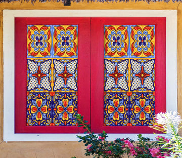 3D Cross Flower 102 Window Film Print Sticker Cling Stained Glass UV Block