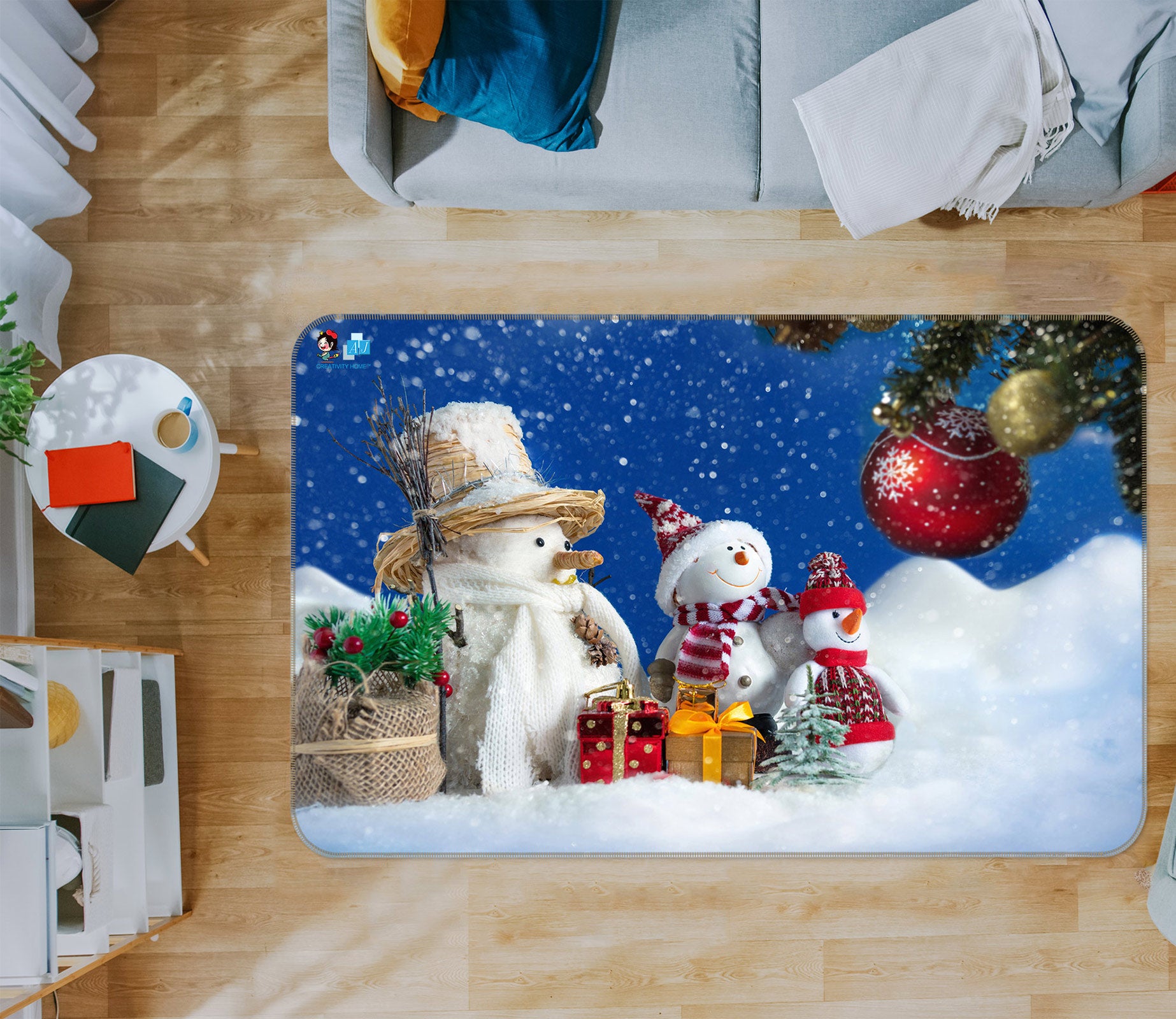 3D Snowman 55021 Christmas Non Slip Rug Mat Xmas