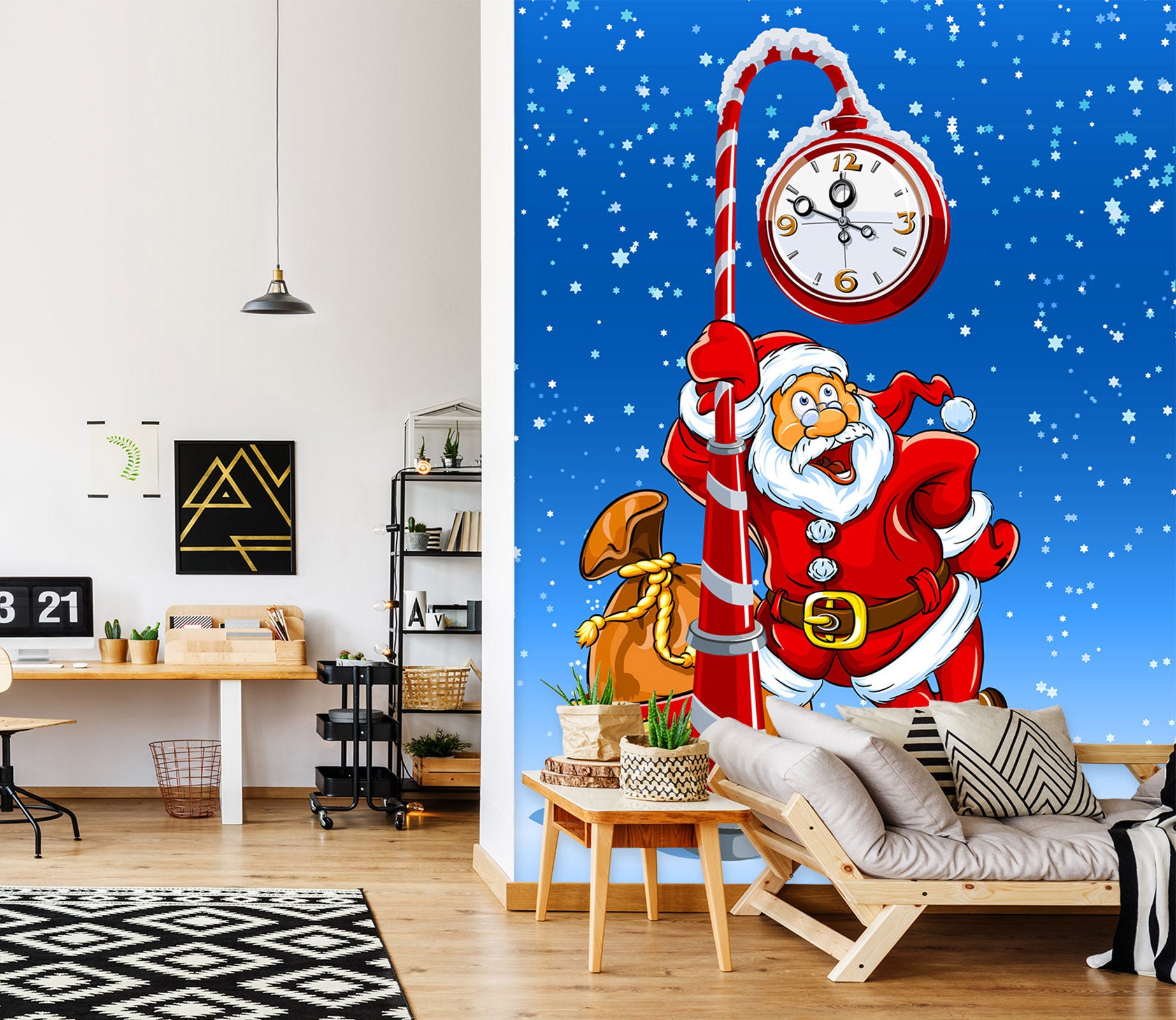 3D Clock Santa 58102 Wall Murals