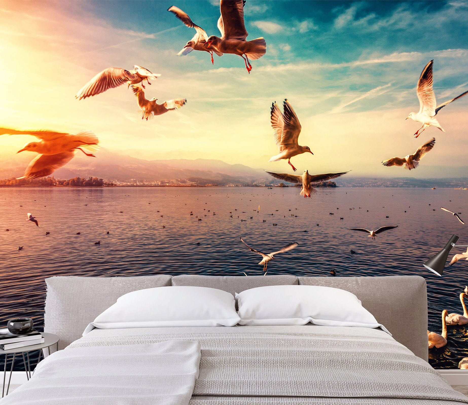 3D Sunset Seagull 401 Wall Murals Wallpaper AJ Wallpaper 2 