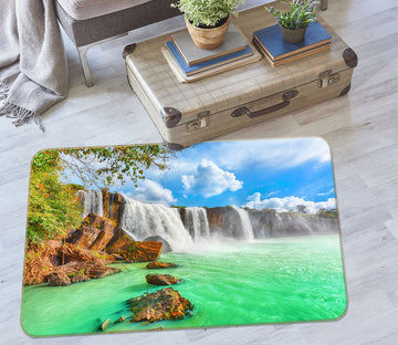 3D Green Water Waterfall 65083 Non Slip Rug Mat