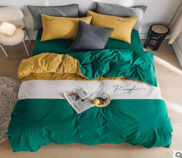 3D Yellow White Green 30074 Bed Pillowcases Quilt