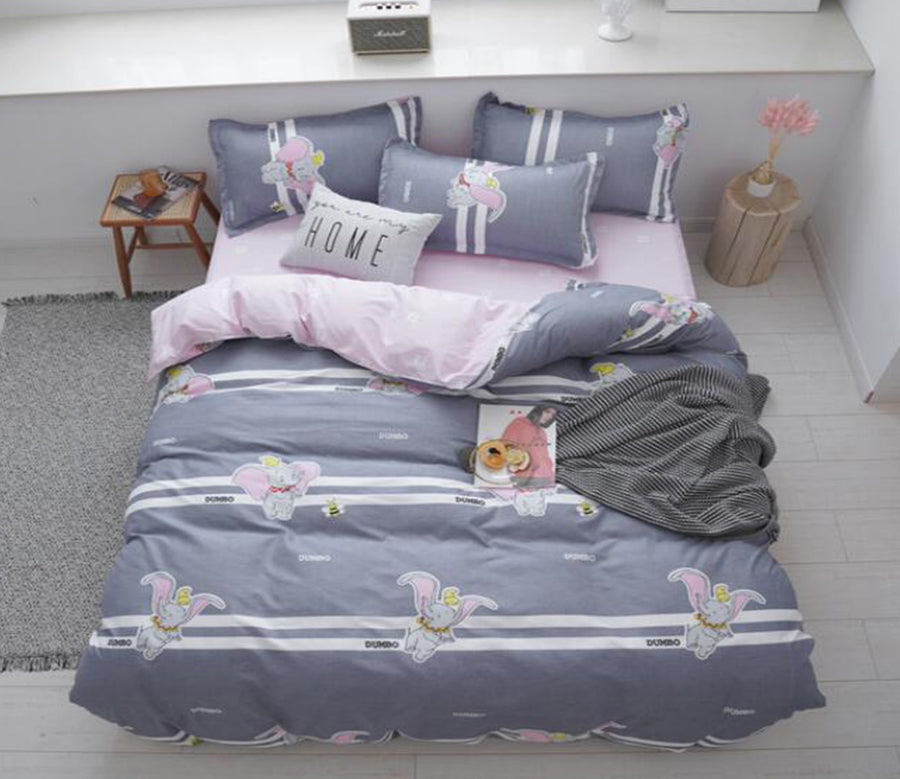 3D Gray Dumbo 12080 Bed Pillowcases Quilt