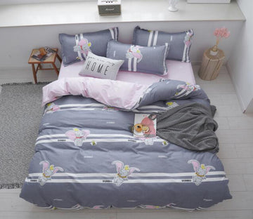 3D Gray Dumbo 12080 Bed Pillowcases Quilt