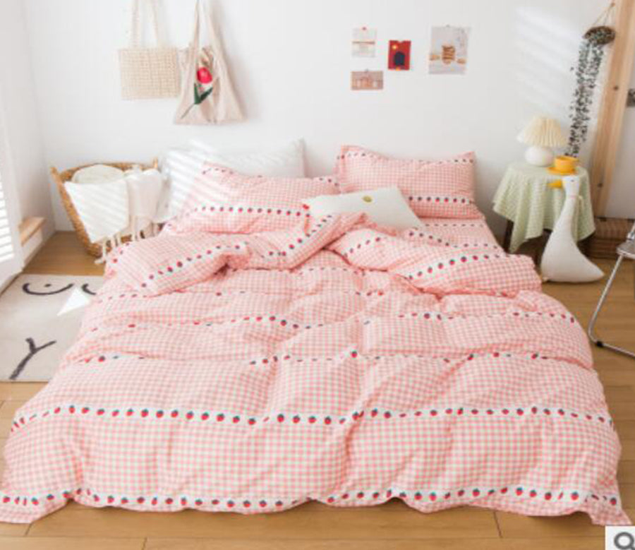 3D Pink Strawberry 40213 Bed Pillowcases Quilt