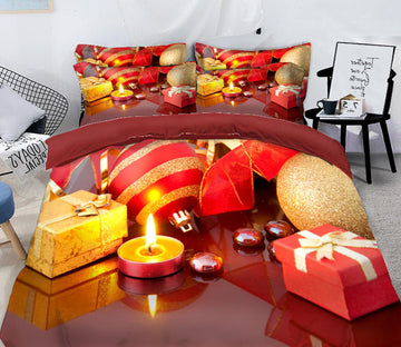 3D Candle Gift 45162 Christmas Quilt Duvet Cover Xmas Bed Pillowcases
