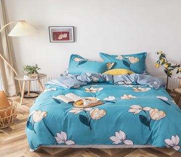 3D Blue Background Flowers 13159 Bed Pillowcases Quilt