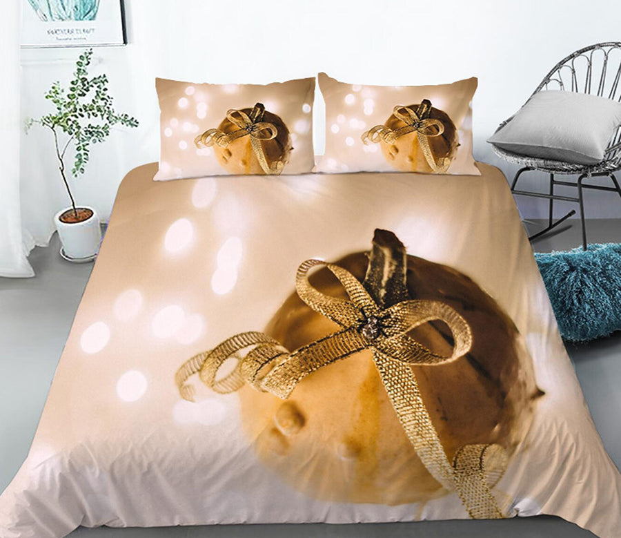 3D Golden Sphere 46033 Christmas Quilt Duvet Cover Xmas Bed Pillowcases