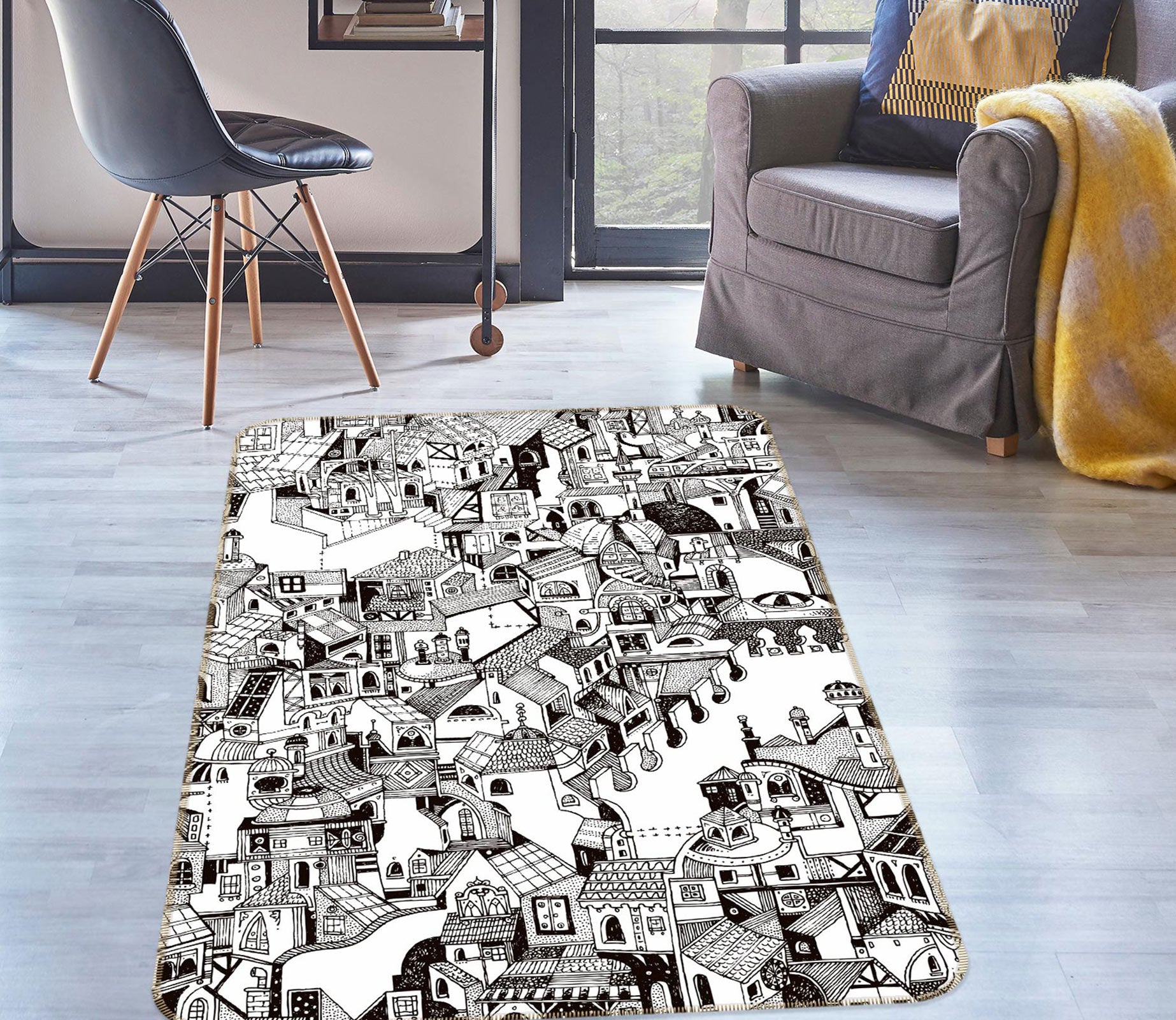 3D Houses  33048 Non Slip Rug Mat
