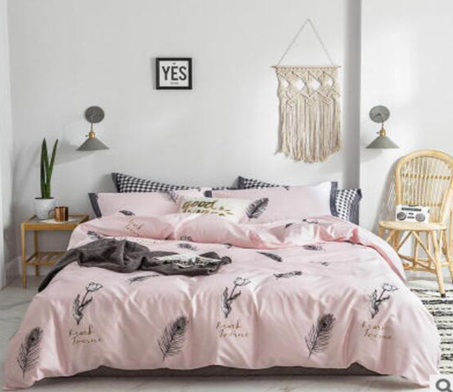 3D Pink Feather 18121 Bed Pillowcases Quilt