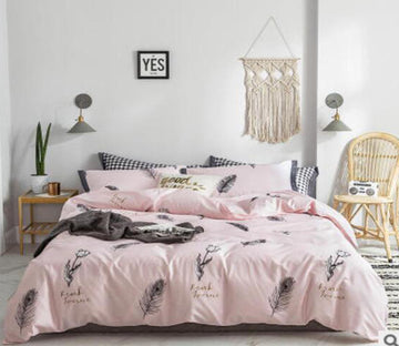 3D Pink Feather 18121 Bed Pillowcases Quilt