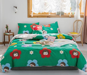 3D Green Baby Flower 17068 Bed Pillowcases Quilt