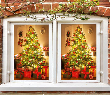 3D Christmas Tree Gift 43101 Christmas Window Film Print Sticker Cling Stained Glass Xmas