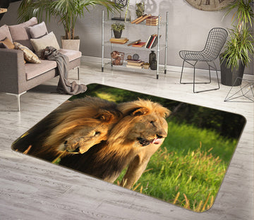 3D Lion Couple 140 Animal Non Slip Rug Mat