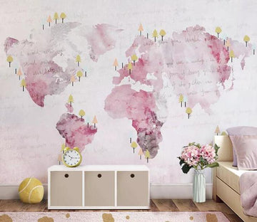 3D Pink Map 300 Wall Murals Wallpaper AJ Wallpaper 2 