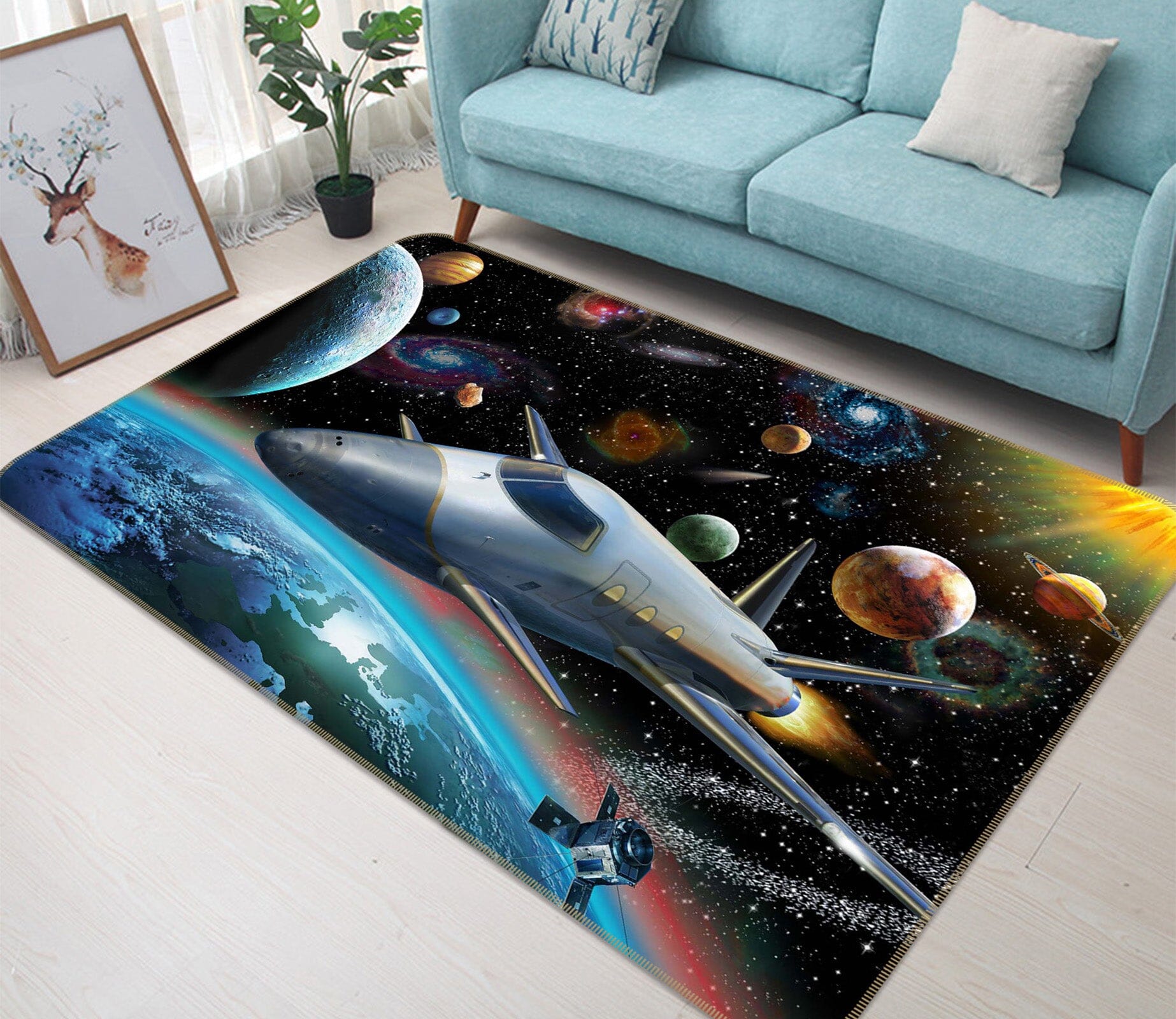 3D Spacecraft 1070 Adrian Chesterman Rug Non Slip Rug Mat Mat AJ Creativity Home 