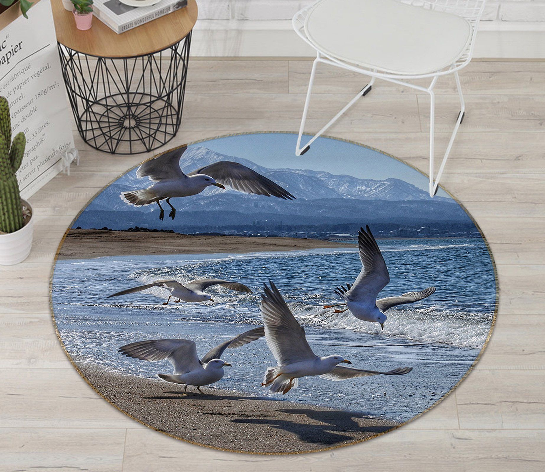 3D Sea Seagull 017 Animal Round Non Slip Rug Mat Mat AJ Creativity Home 