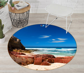 3D Seaside Stones 80203 Round Non Slip Rug Mat