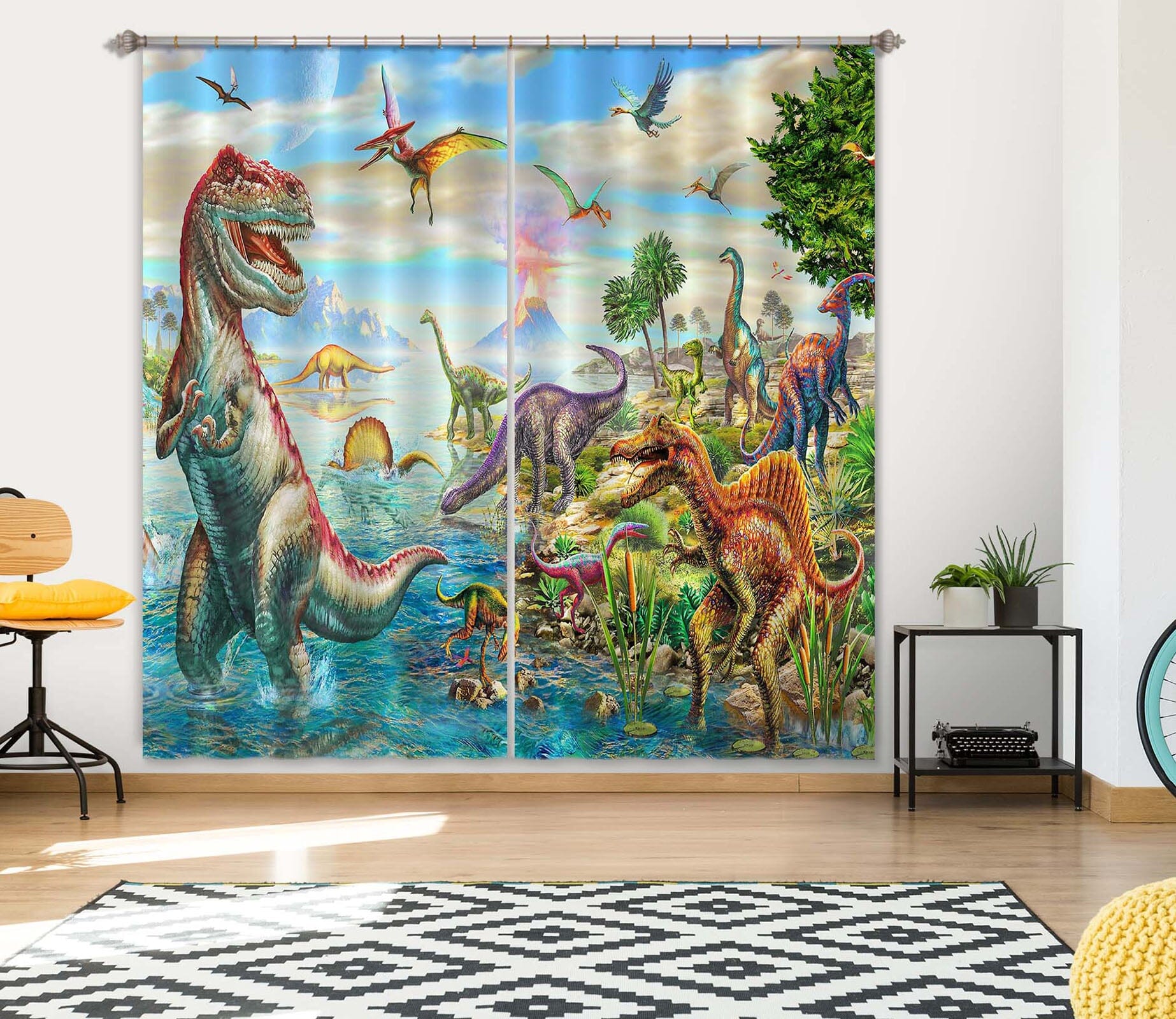 3D Dinosaur Falls 059 Adrian Chesterman Curtain Curtains Drapes Curtains AJ Creativity Home 