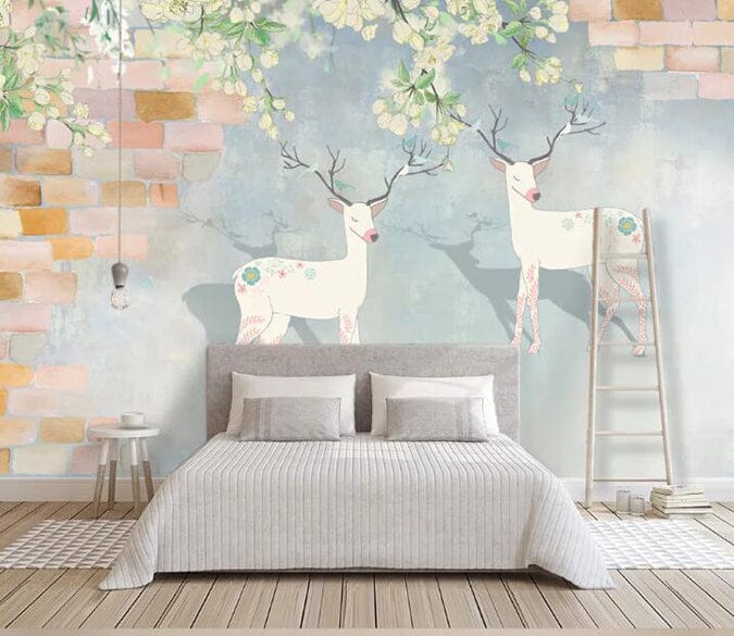 3D Deer Flower 1748 Wall Murals Wallpaper AJ Wallpaper 2 
