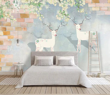 3D Deer Flower 1748 Wall Murals Wallpaper AJ Wallpaper 2 