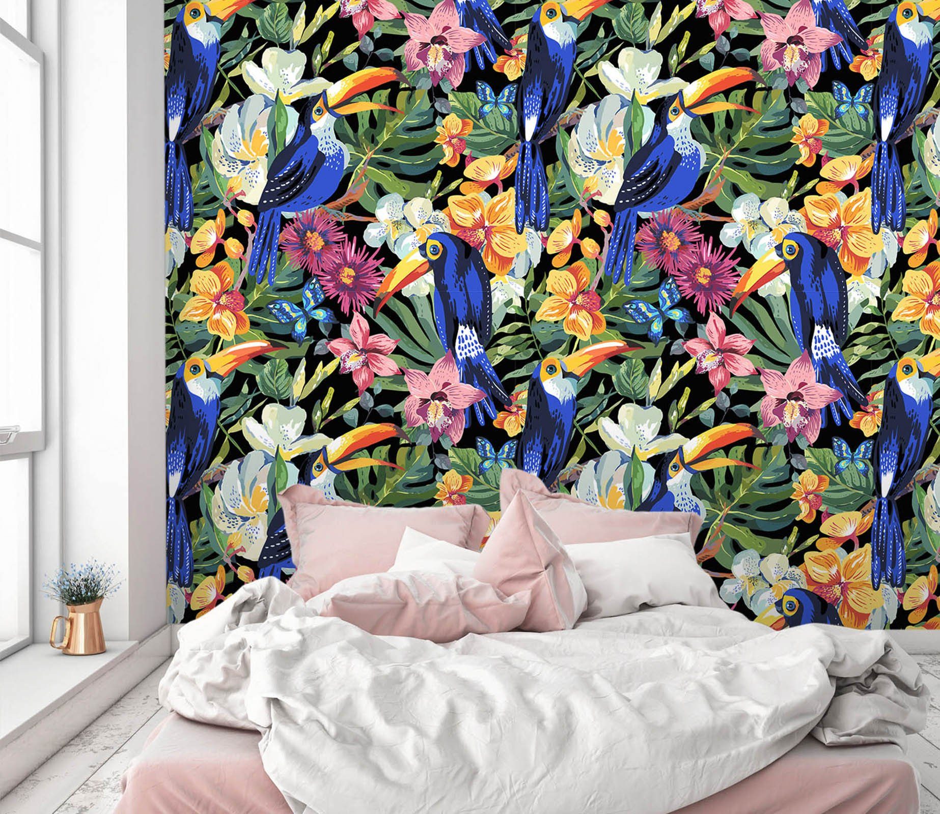 3D Blue Parrot Flower 50 Wall Murals Wallpaper AJ Wallpaper 2 
