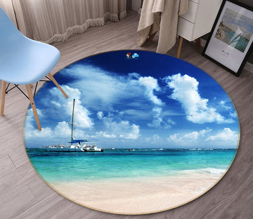 3D Seaside 80206 Round Non Slip Rug Mat