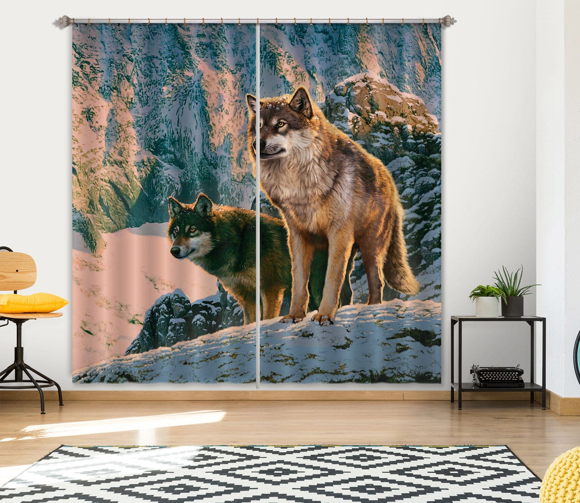 3D Wolf 094 Vincent Hie Curtain Curtains Drapes Curtains AJ Creativity Home 