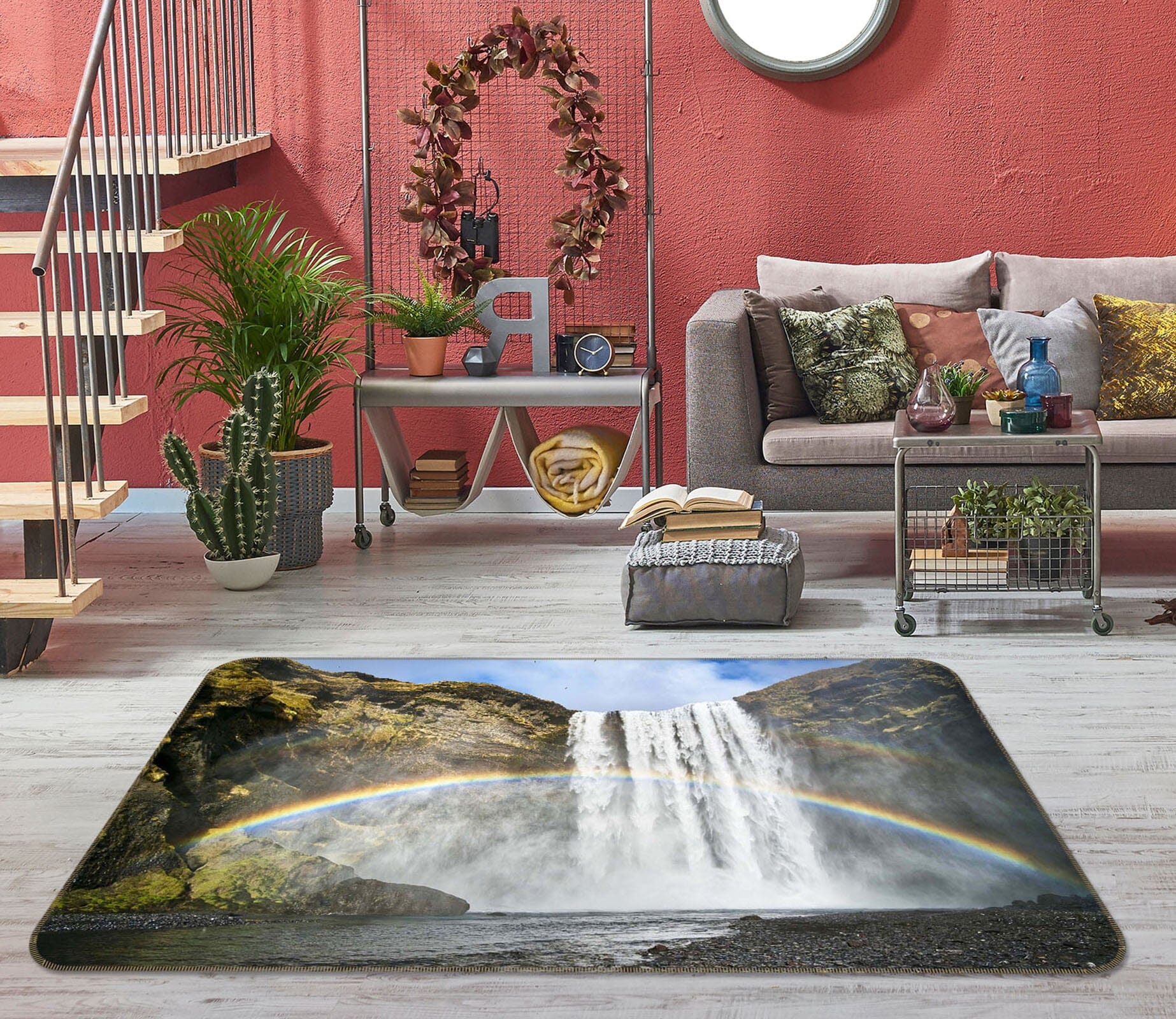 3D Rainbow Falls 1150 Marco Carmassi Rug Non Slip Rug Mat Mat AJ Creativity Home 