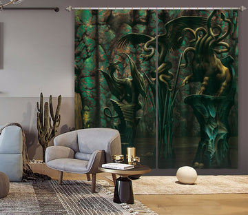 3D Animal Statue 7183 Ciruelo Curtain Curtains Drapes