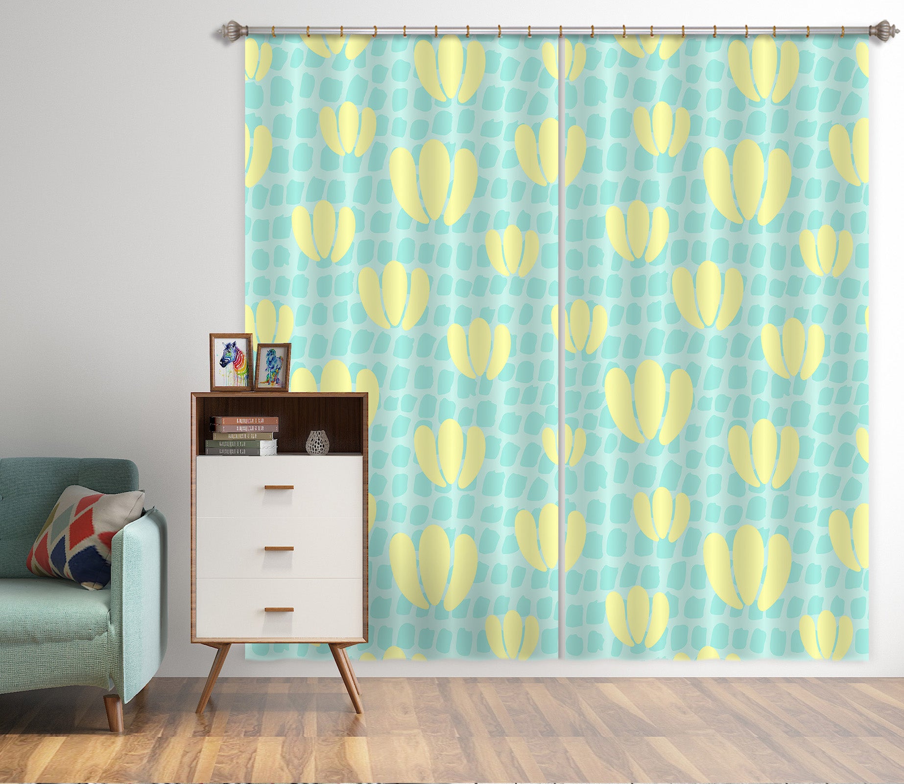 3D Yellow Petal Flower 11185 Kashmira Jayaprakash Curtain Curtains Drapes
