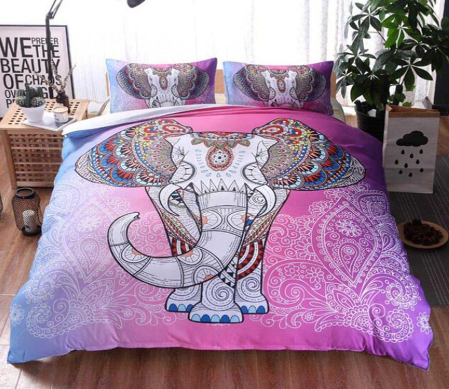 3D Rose Red Elephant 5073 Bed Pillowcases Quilt