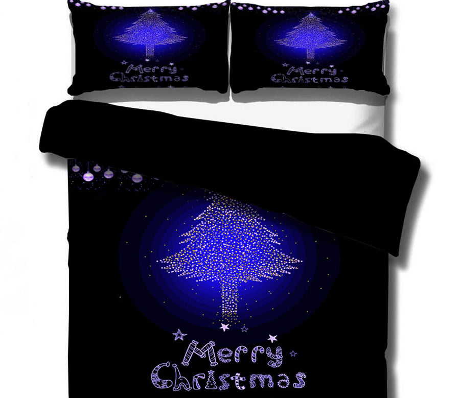 3D Purple Blue Christmas Tree 46044 Christmas Quilt Duvet Cover Xmas Bed Pillowcases