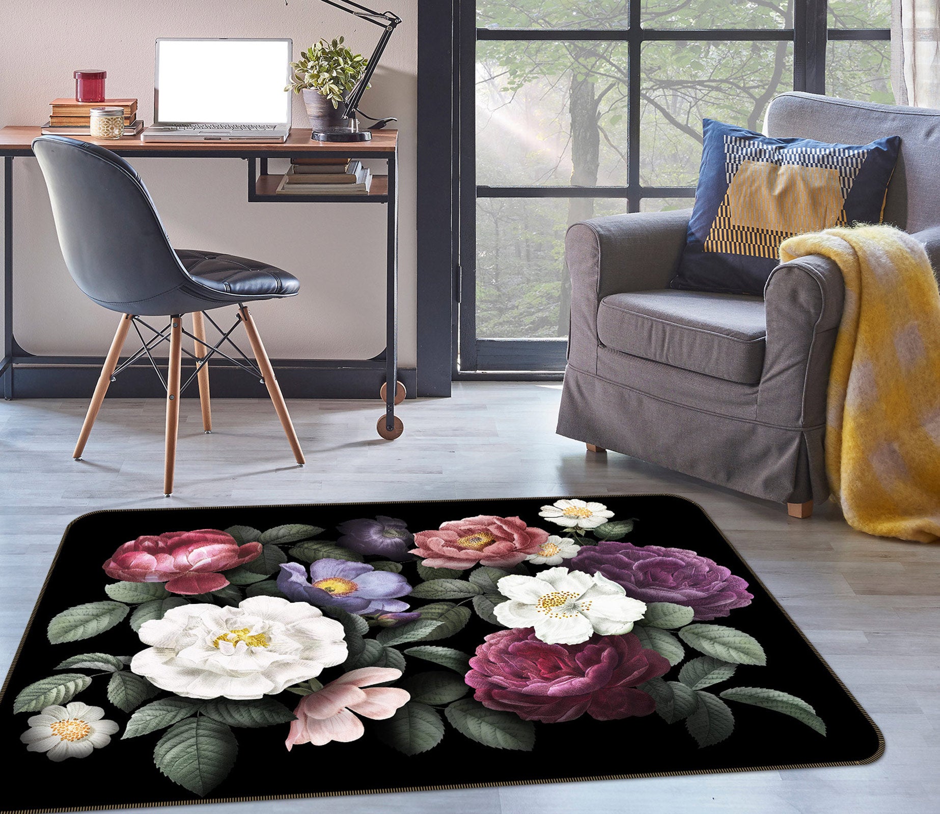 3D Flowers 77040 Non Slip Rug Mat