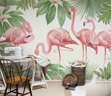 3D Pink Flamingo WG300 Wall Murals Wallpaper AJ Wallpaper 2 