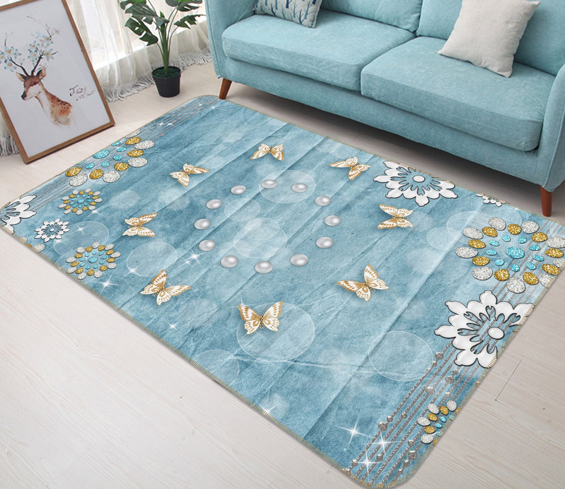 3D Butterfly 34033 Non Slip Rug Mat