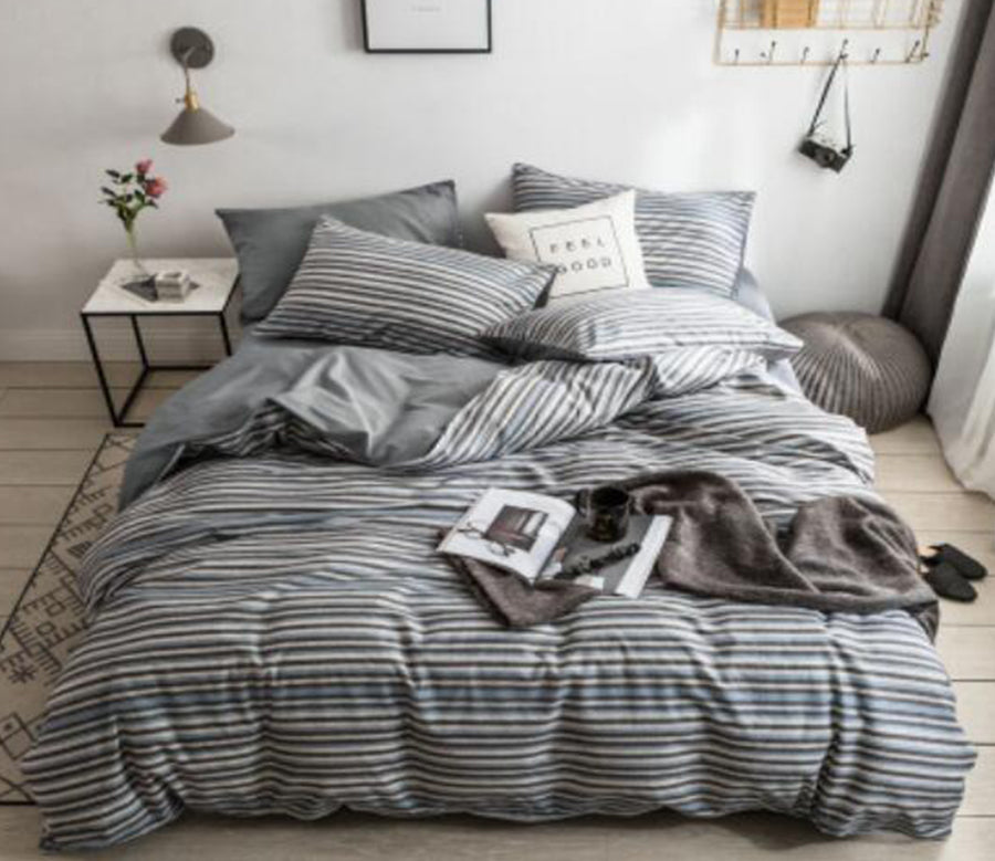 3D Grey Stripes 15070 Bed Pillowcases Quilt