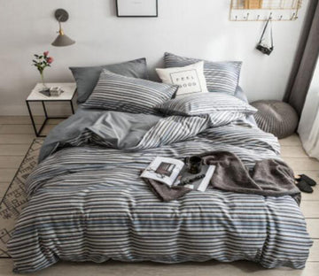 3D Grey Stripes 15070 Bed Pillowcases Quilt