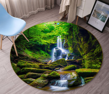 3D Flowing Water 69210 Round Non Slip Rug Mat