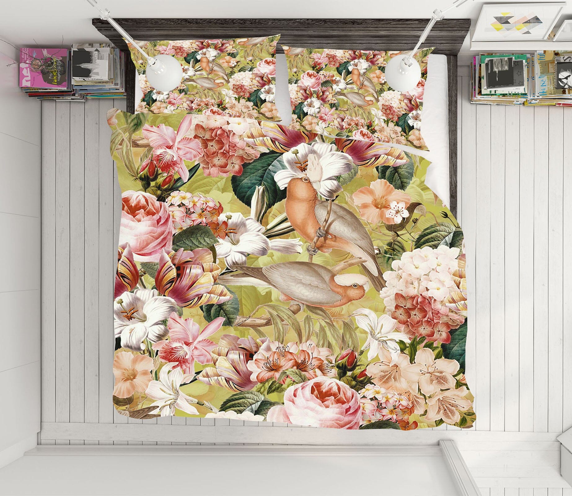 3D Parrot Lily Flower 122 Uta Naumann Bedding Bed Pillowcases Quilt Quiet Covers AJ Creativity Home 