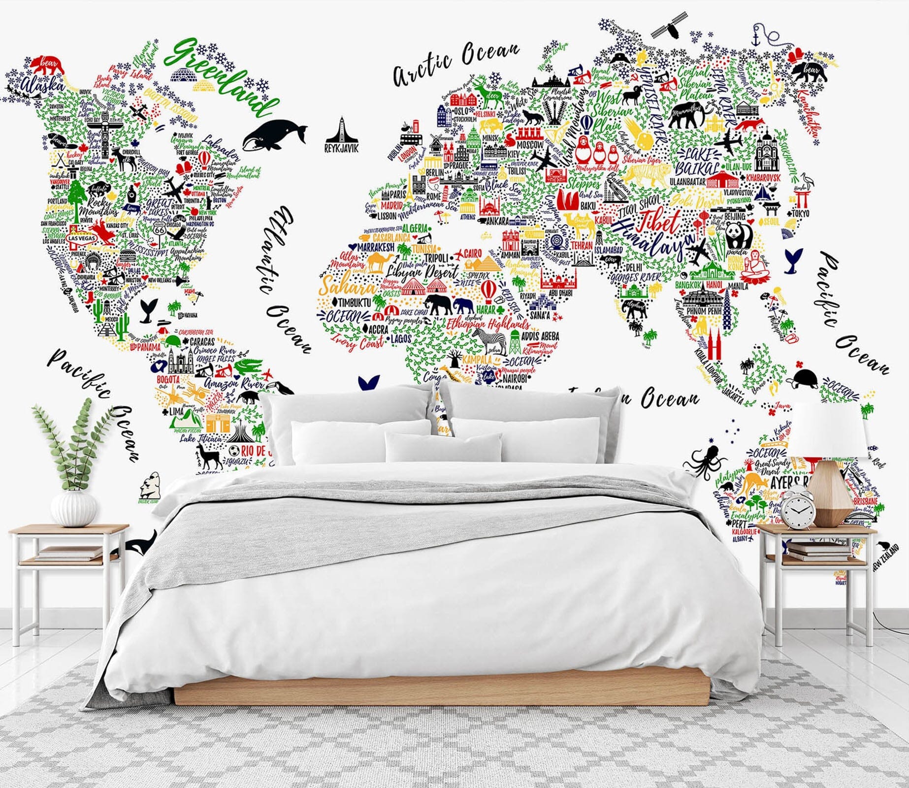 3D Cute Animal 2104 World Map Wall Murals Wallpaper AJ Wallpaper 2 