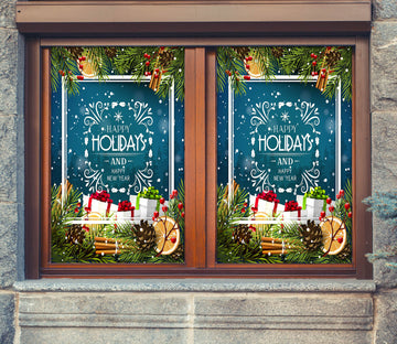 3D Merry Christmas Gift 43113 Christmas Window Film Print Sticker Cling Stained Glass Xmas