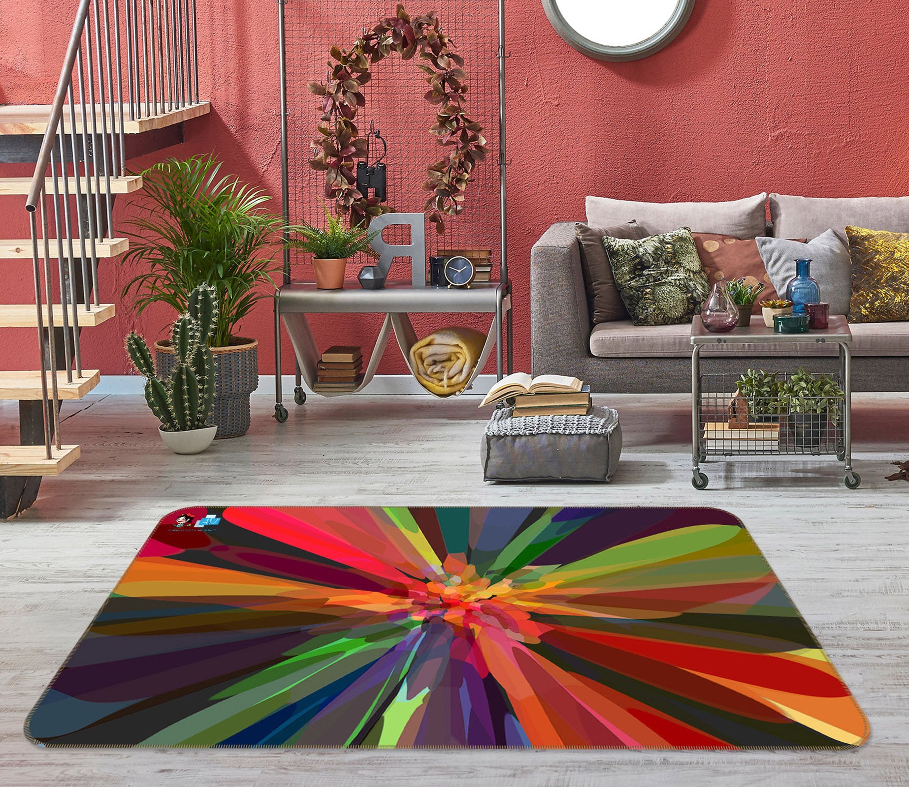 3D Color Flower Core 19161 Shandra Smith Rug Non Slip Rug Mat