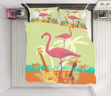 3D Flamingo Flock 2117 Showdeer Bedding Bed Pillowcases Quilt Quiet Covers AJ Creativity Home 