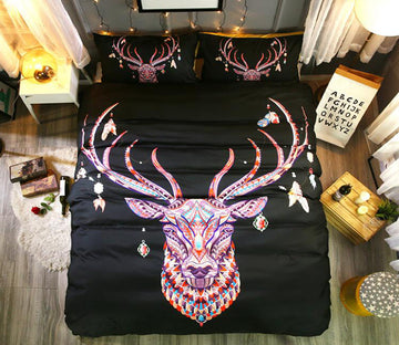 3D Deer Head 1042 Bed Pillowcases Quilt