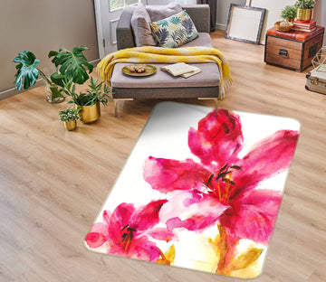 3D Red Flowers 76156 Non Slip Rug Mat
