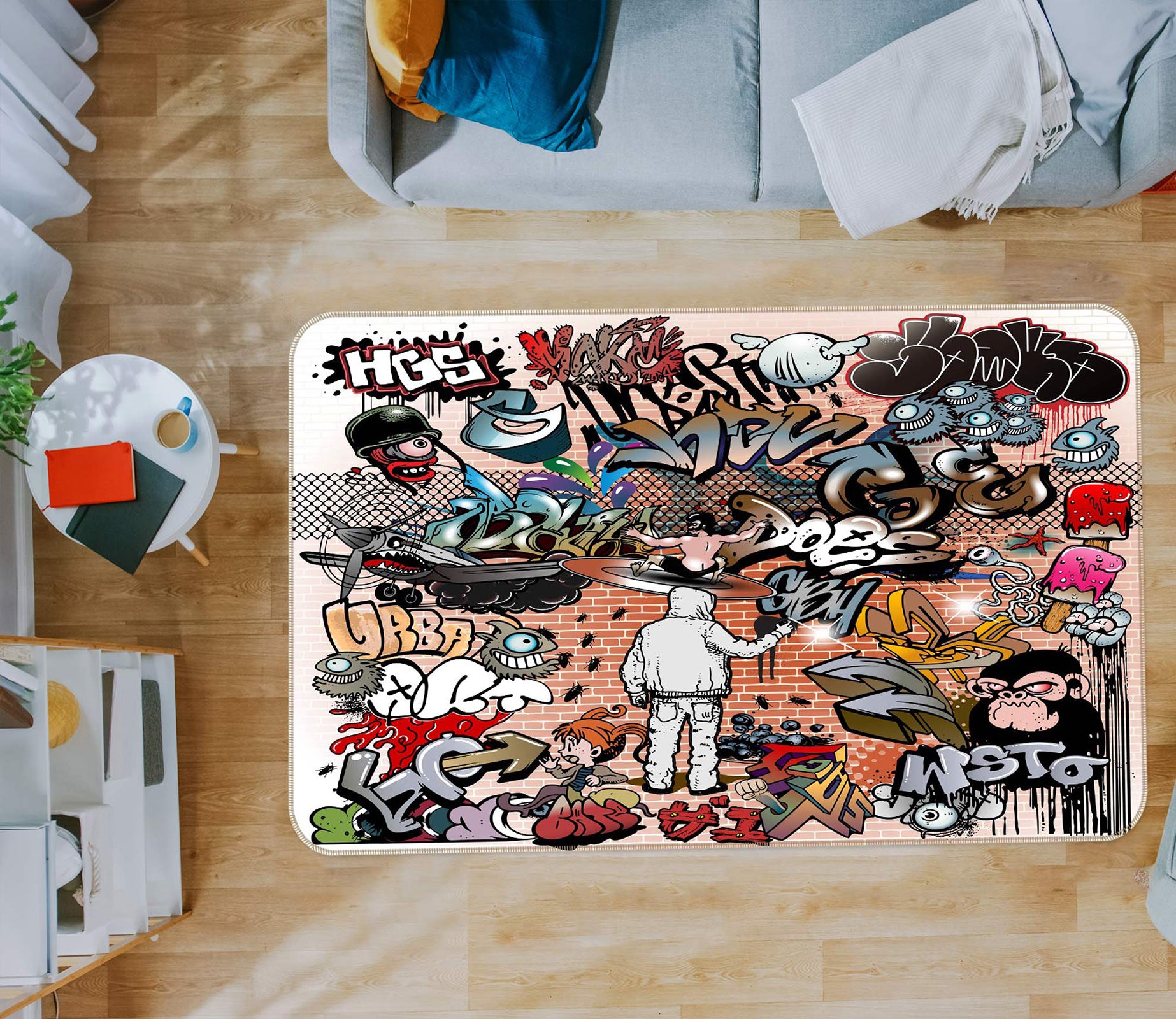 3D Doodle Pattern 30091 Non Slip Rug Mat